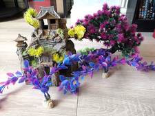 Aquarium/Fish tank Ornaments Bundle, Shrine/Palace and Colourful Tree & Plants!