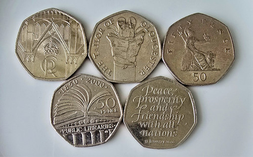 British 50p coin - british,