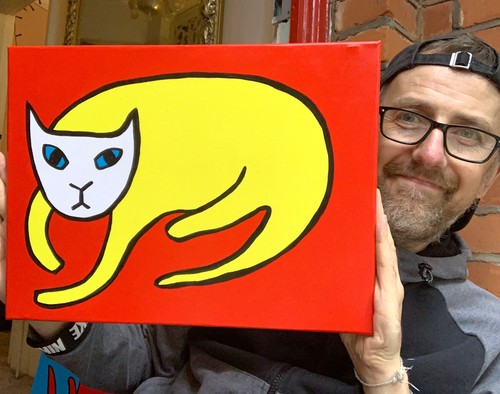 Cat original painting on - cat, 4