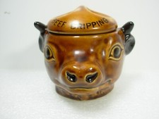 Lidded Pottery Container In The Form Of A Cow's Head For Beef Dripping. Szeiler