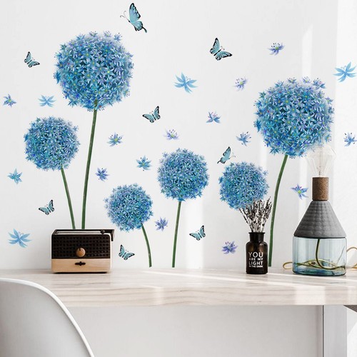 Blue dandelion flower - blue, wall