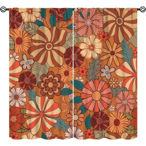 Retro boho flower curtains - retro,