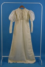 Vintage Berketex Wedding Dress Cream Long Puff Sleeve Lace Ruffle UK Size 4-6