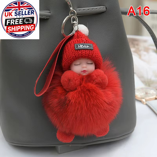 Pompom sleeping baby keychain - pompom,