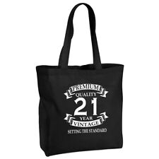 21st Birthday Gift Black Cotton Tote Bag Any Age Can Be Amended 21st 50th 80th