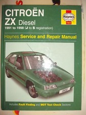 HAYNES WORKSHOP MANUAL CITROEN ZX DIESEL 91-98 J-S 1922 TURBO VOLCANE REFLEX