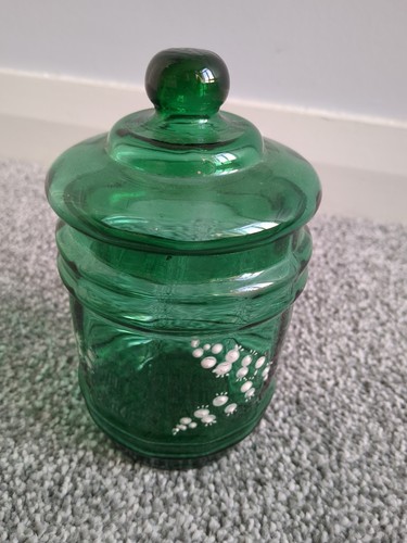 Antique green glass storage - antique,