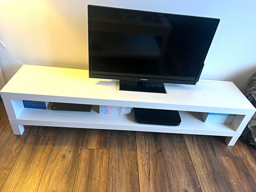 White wood stand with open - white,