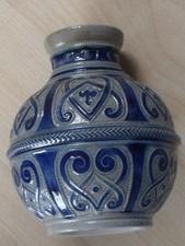 Small Westerwald salt glaze vase/ flask , blue/ grey.