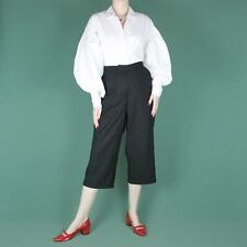 VINTAGE 90s Pinstripe Crop grey Womens Culottes shorts trousers Pants Medium 14