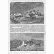 LIVERPOOL Shipwreck of the Lelia at the Mouth of the Mersey - Antique Print 1865
