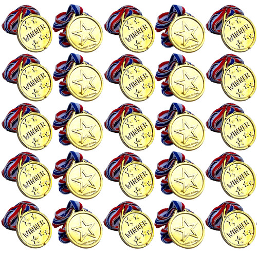 12x plastic gold medals kids - medals,