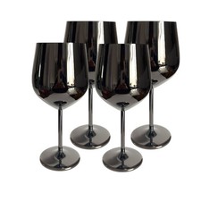 Stainless Steel Black Wine Glass (500ml) Set of 4