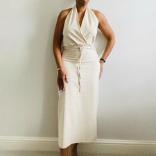 Zara Beige Halter midi dress -