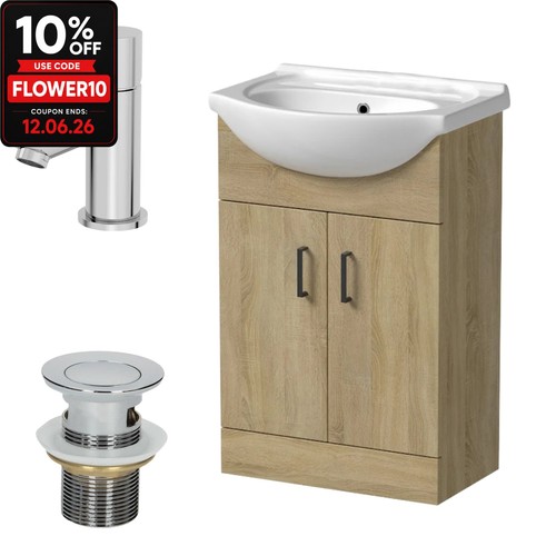 560mm oak bathroom vanity - oak, unit