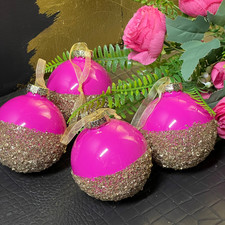 Set of 4 Fuchsia & Gold