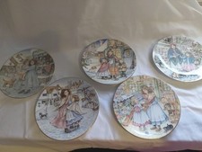 royal worchester Collectable NSPCC Christmas Plate X5 Vintage Winter Scenes 