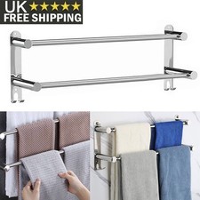 50/60cm Single Double Towel Rail Rack Wall Mounted Stainless Bathroom Kitchen UK