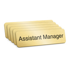 Assistant Manager Badges - Gold Aluminium - Pin Fitting - 70x20mm (Pack of 5)