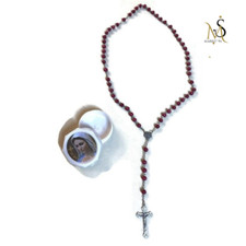 Vintage Rosary Beads Jesus Red