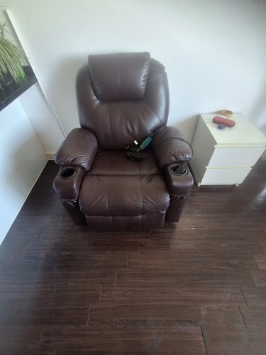 Brown leather recliner - leather,