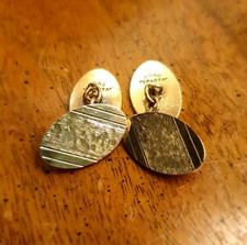 9ct Gold & Silver marked vintage Sparta oval Henry Griffith and Sons cufflinks