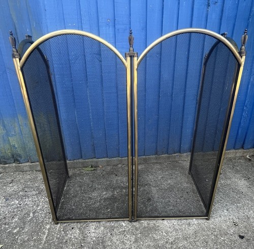 Vintage fold brass fireplace - vintage,