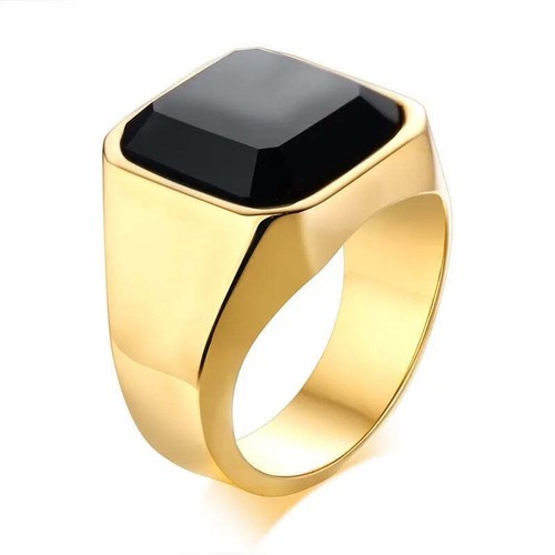 Mens ring black carnelian - black,