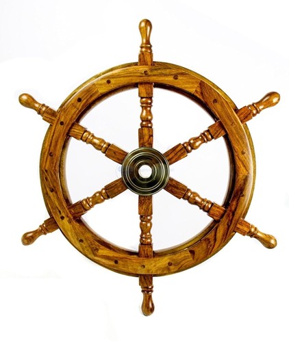 Handcrafted wooden ship wheel - wooden,