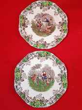 Copeland Spode BYRON : 2 x Quartered Sandwich Plates : Series No.1 &2 : 25cm dia