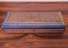 Antique Anglo Indian Mughal Carved Wooden Box For Restoration