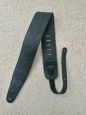 Levy’s Leather Guitar Strap 3” Wide Tooled Leather Paisley Design Black PM44