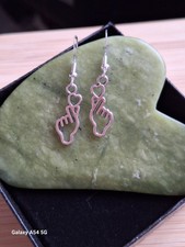Silver Hooks Earrings With Hand Hold Heart ❤️ Charm