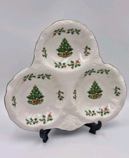 James Kent Vintage Ceramic Christmas Plate 9.5" Xmas Tree Tripple Tray Boxed