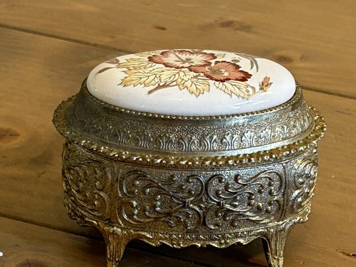 Vintage ornate metal trinket - vintage,