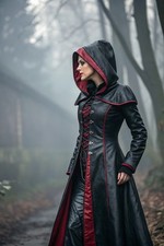 Gothic Black & Red Hooded