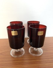 LUMINARC Ruby Red 4” Stemware Wine Glasses Set of 4 Vintage 1960’s FRANCE VGC!