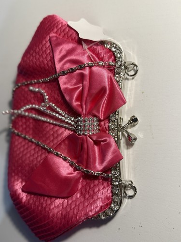 Pink satin evening clutch - , bag