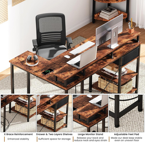 Shaped desk with - shaped,