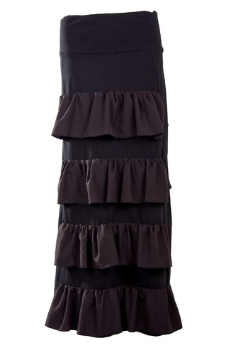 Hebbed lagenlook flounce skirt