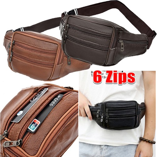 Large leather bum waist bag - large,
