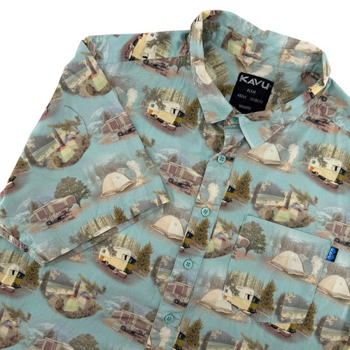 Kavu camping print button down - button,