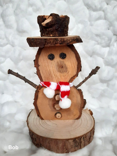 Snowman wooden log - wooden, made