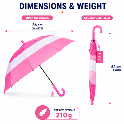 Kids pink striped - pink, umbrella