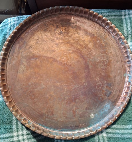 Huge copper tray egyptian - huge, 26"