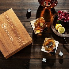 Omozen Luxury Whisky Set, Whiskey Glasses, Stones In Presentation Box Gift