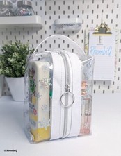 Clear Vinyl Boxy Bag Gift Idea | Handmade Cosmetic Make-up Bag | Water repellent