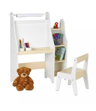 Easel Shelves Childrens Table Chair Set Kids Desk Room Beige Drawing Furniture