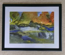 Original Framed Acrylic "Water Slide" By Cicely Cummins H43 L55 D1.5 cm VGC
