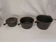 Vintage Cast Iron Sauce Pan x3 No Handle & Only One Lid Made in Taiwan